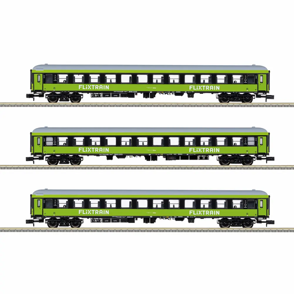 Coffret de 3 voitures voyageurs pour train express FLIXTRAIN - Minitrix 15462 - N 1/160 - Privée - Ep VI - 2R