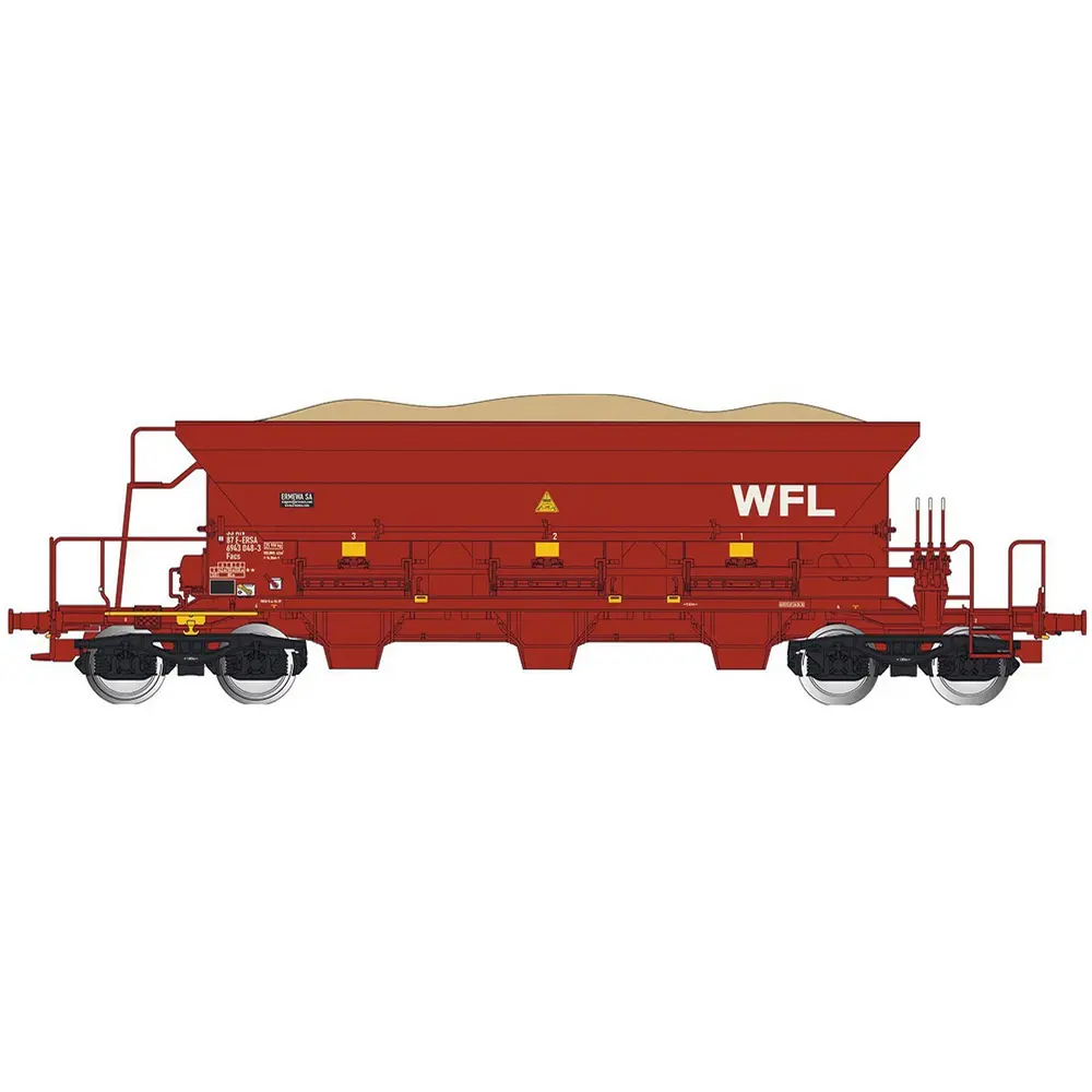 Wagon trémie Facs chargé de ballast, rouge, “WFL” - Albert Modell 694001 - HO 1/87 - F-ERSA - Ep VI - 2R
