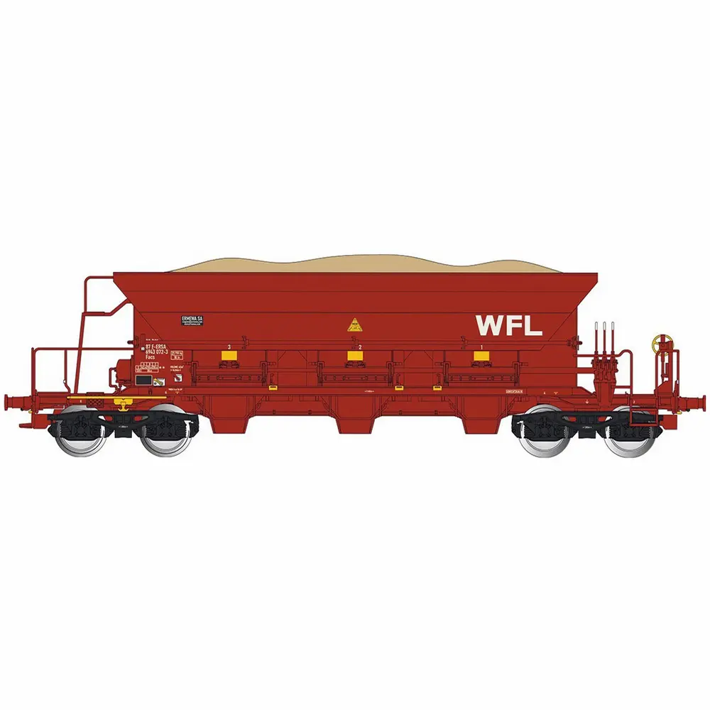 Wagon trémie Facs chargé de ballast, rouge, “WFL” - Albert Modell 694002 - HO 1/87 - F-ERSA - Ep VI - 2R