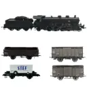 Pack HO – Vapeur SNCF 2-141 A + rame marchandises (primeurs + frigo STEF + tombereau)