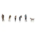 Figurines de Trinkhalle - 5 personnages et 1 chien - ARTITEC 5220008 - Z 1/220