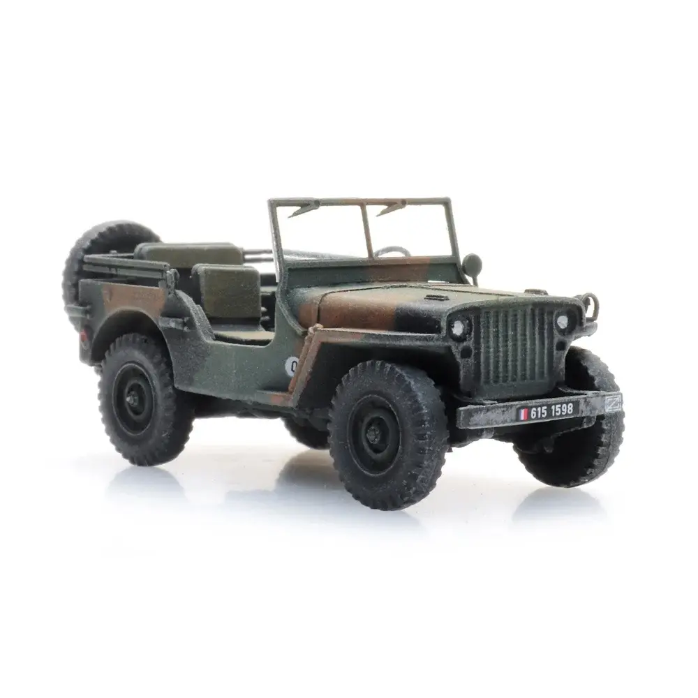 Jeep M201 Hotchkiss Camouflée - ARTITEC 6870582 - HO 1/87