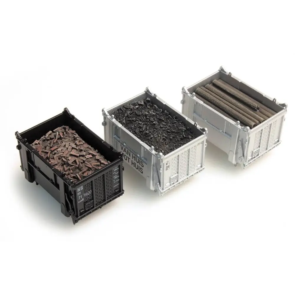 Chargement de conteneur de fret : charbon, poutres, gravats - Artitec 487.801.02 - HO 1/87