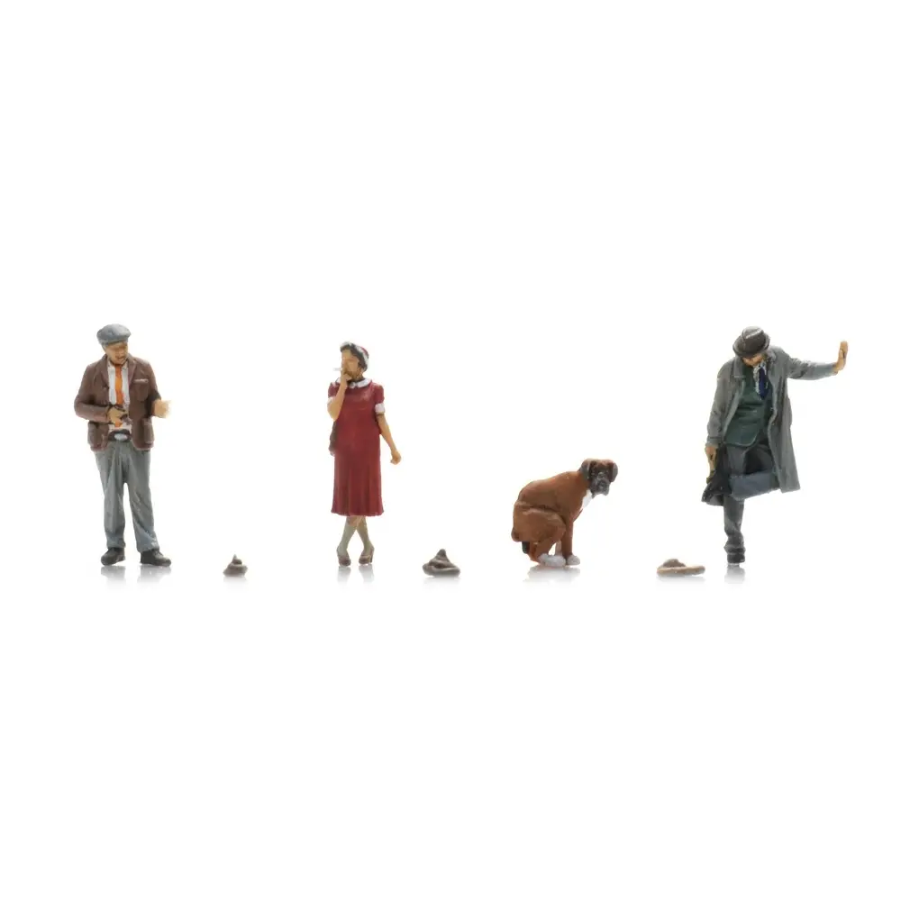 3 figurines, 1 chien, 3 crottes - Artitec 5870104 - HO 1/87