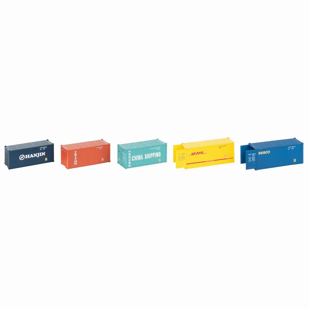 Conteneur de 20 pieds, lot de 5 - Faller 182057 - HO 1/87