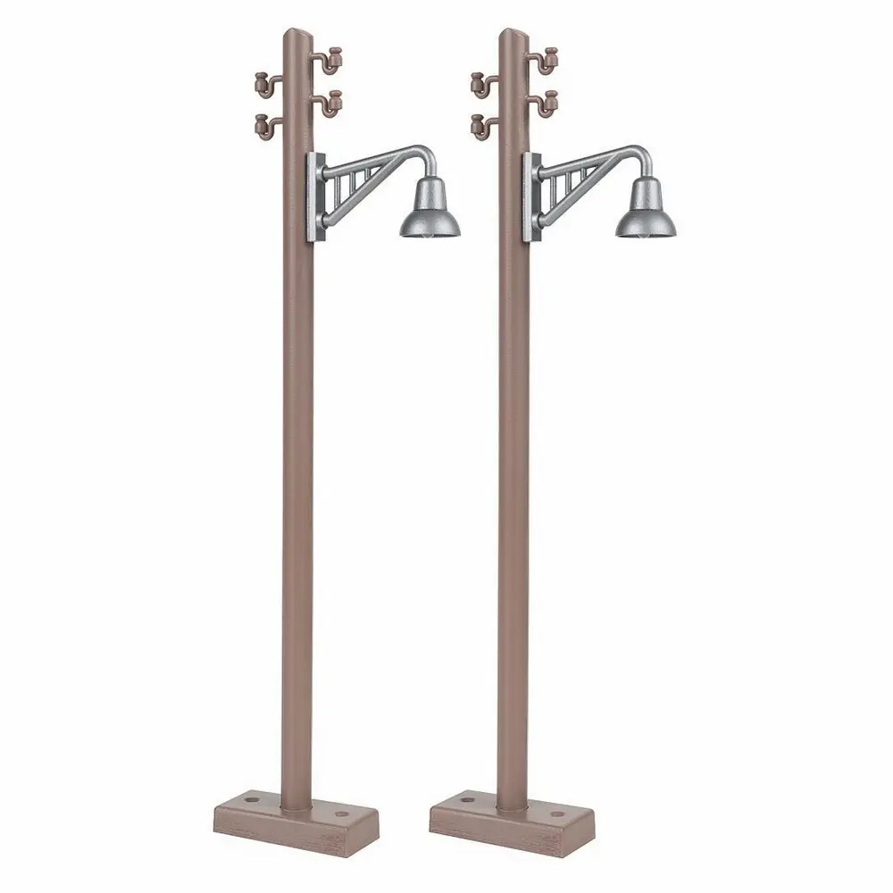 2 lampadaires en bois avec lampe à bras - Faller 333233 - G 1/22,5