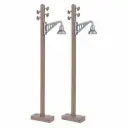 2 lampadaires en bois avec lampe à bras - Faller 333233 - G 1/22,5