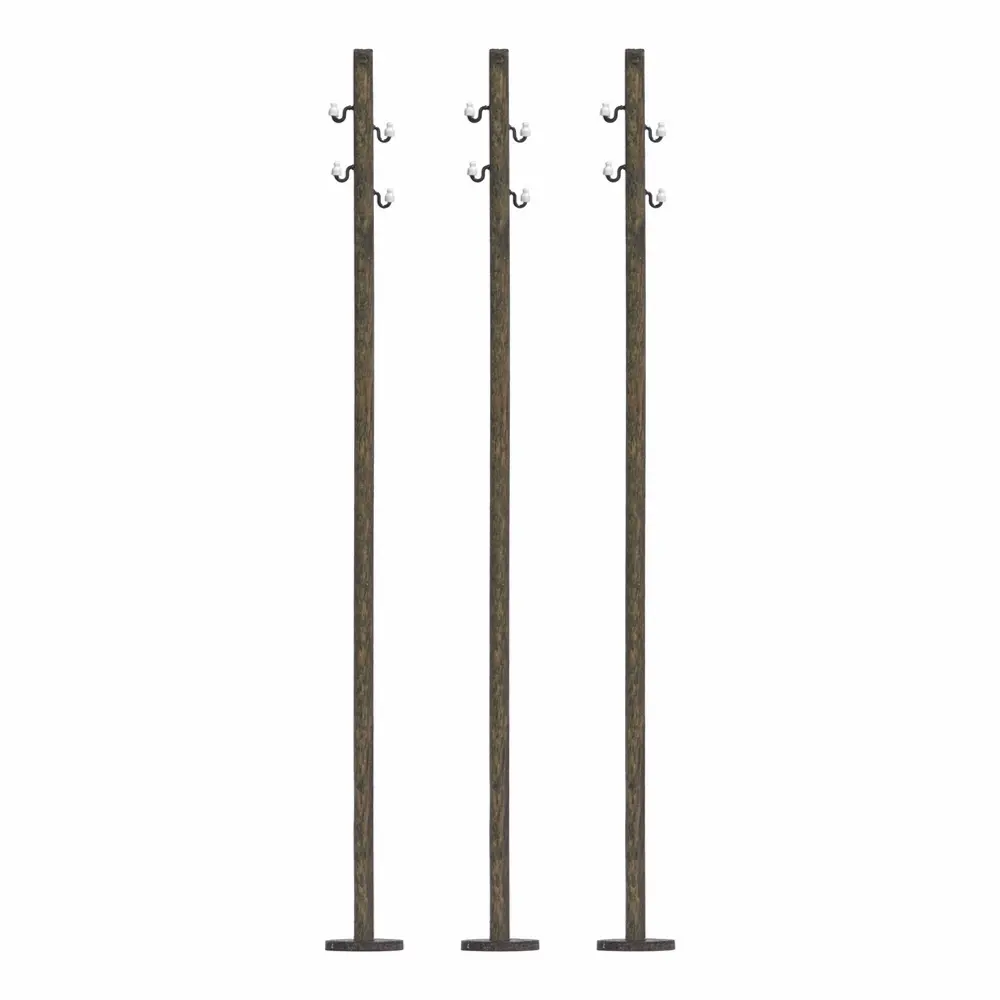3 Mâts en bois pour lignes électriques - Busch 1754 - HO 1/87