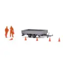 Placement de cônes de signalisation - Busch 1867 - HO 1/87