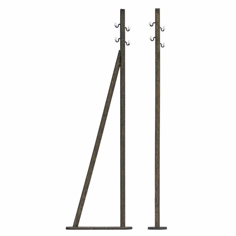 2 mâts en bois pour ligne électrique aérienne - Busch 8953 - TT 1/120