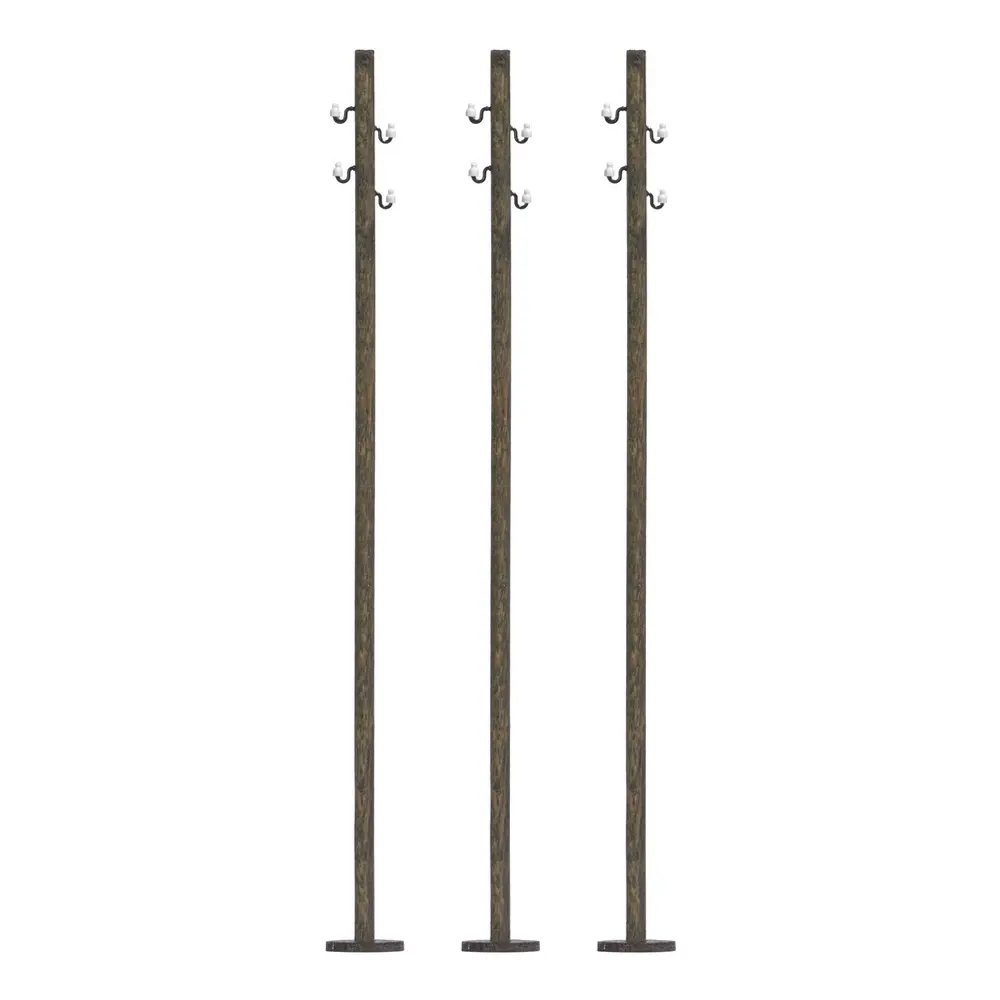 3 Mâts en bois pour lignes électriques - Busch 8954 - TT 1/120