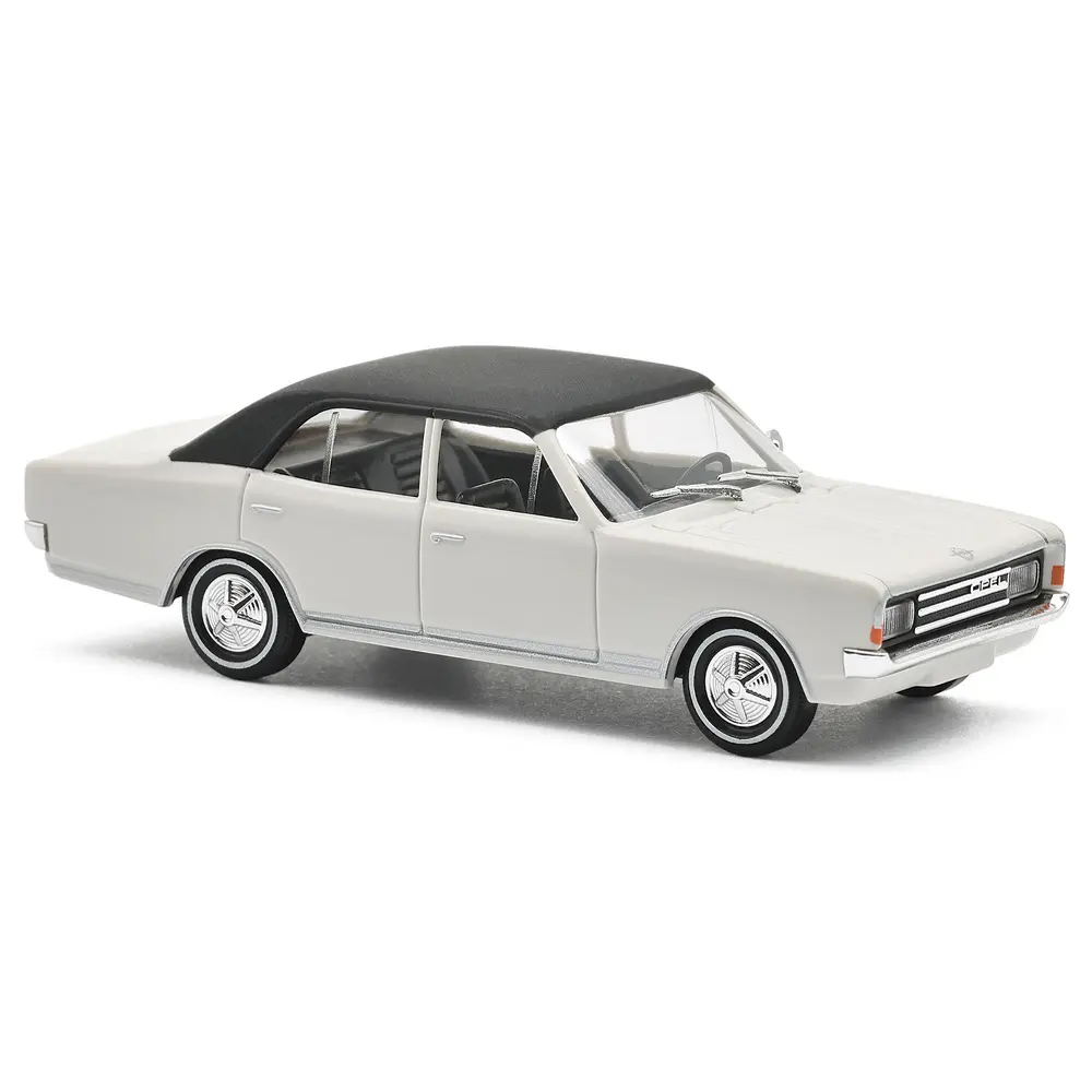 Opel Rekord C, blanche avec pneus à flancs blancs - Busch 42020 - HO 1/87