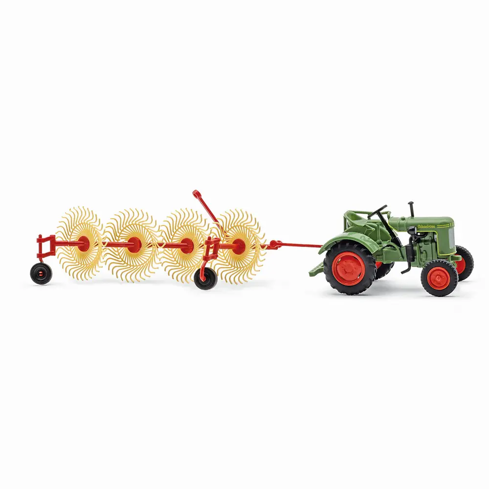 Tracteur Fendt F15 Dieselross avec cultivateur Bautz BS4 - Busch 54155 - HO 1/87