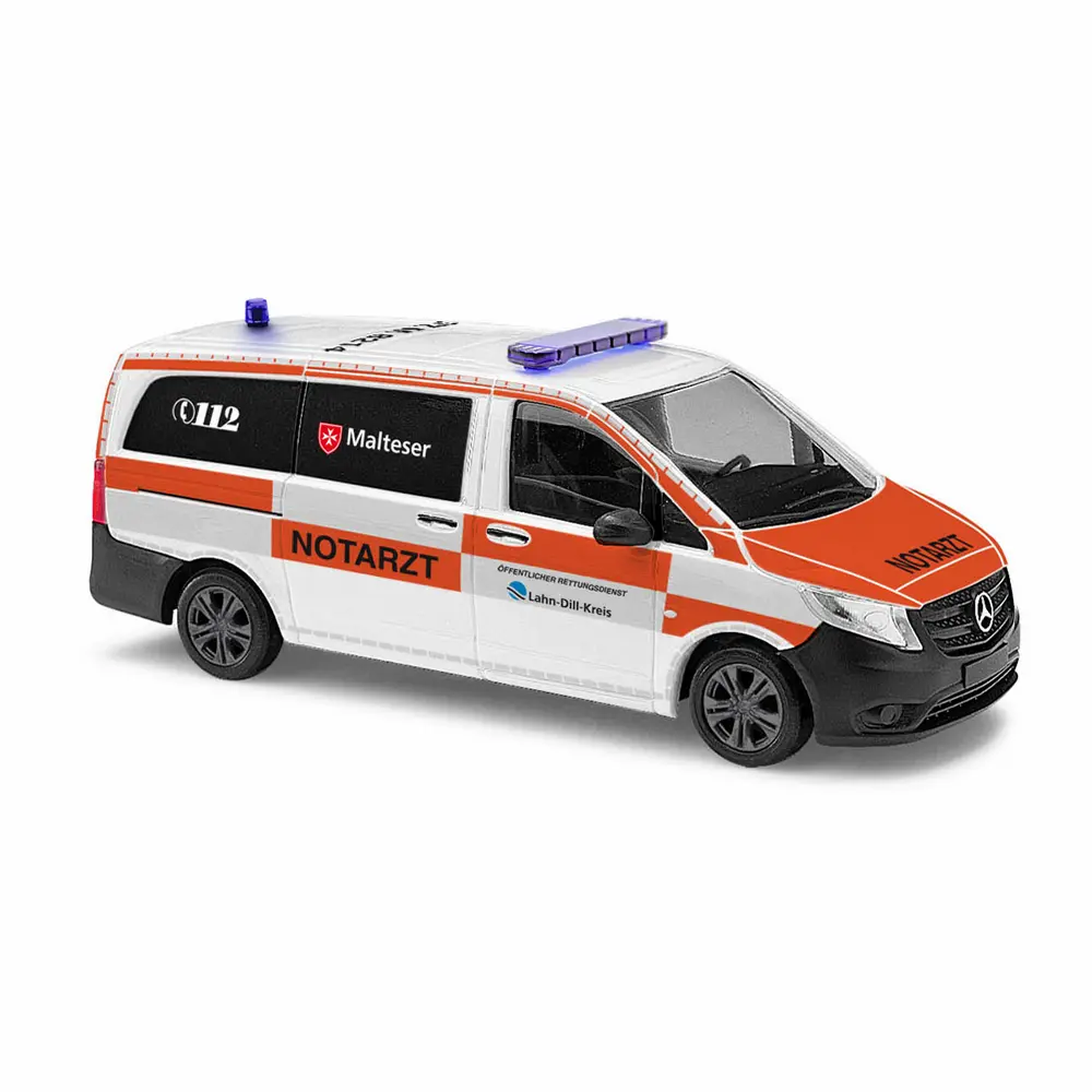 Mercedes-Benz Vito, service médical d'urgence Malteser district de Lahn-Dill - Busch 54806 - HO 1/87