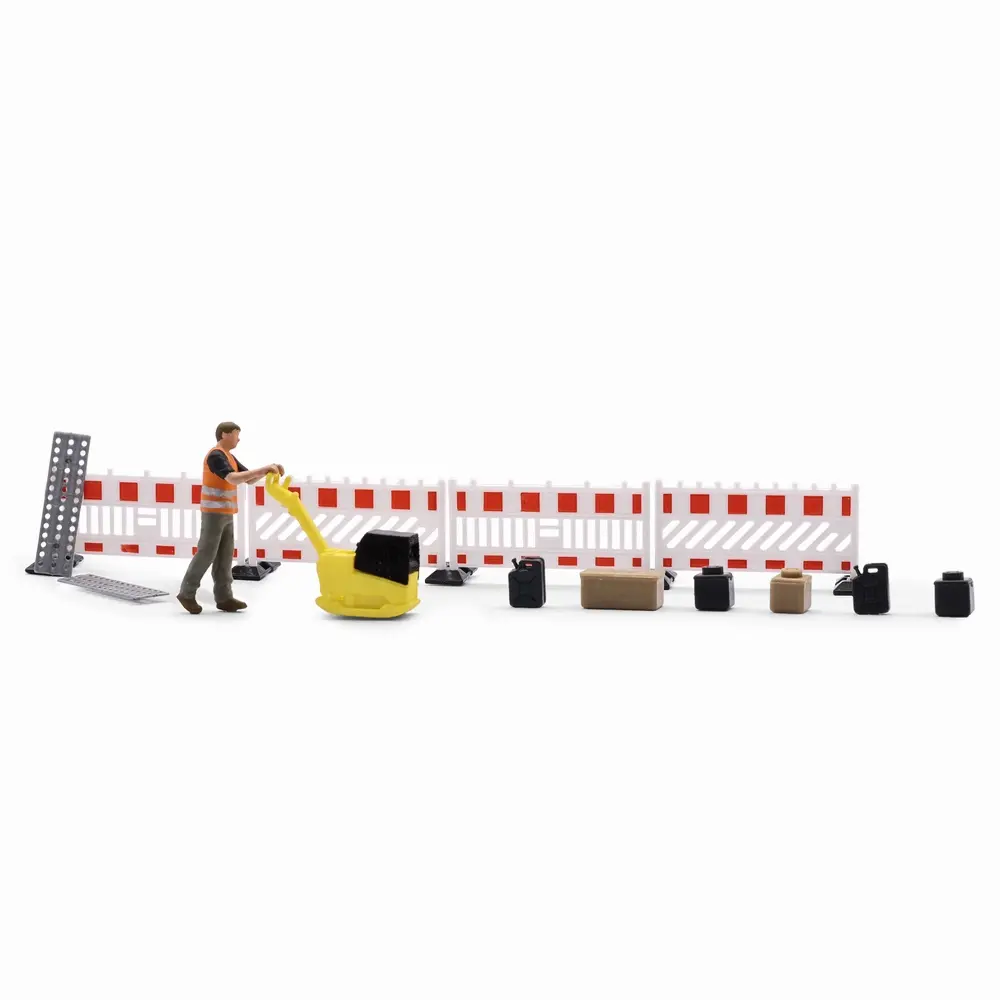 Ensemble d'action : Professionnel avec une plaque vibrante - Busch 79899 - HO 1/87