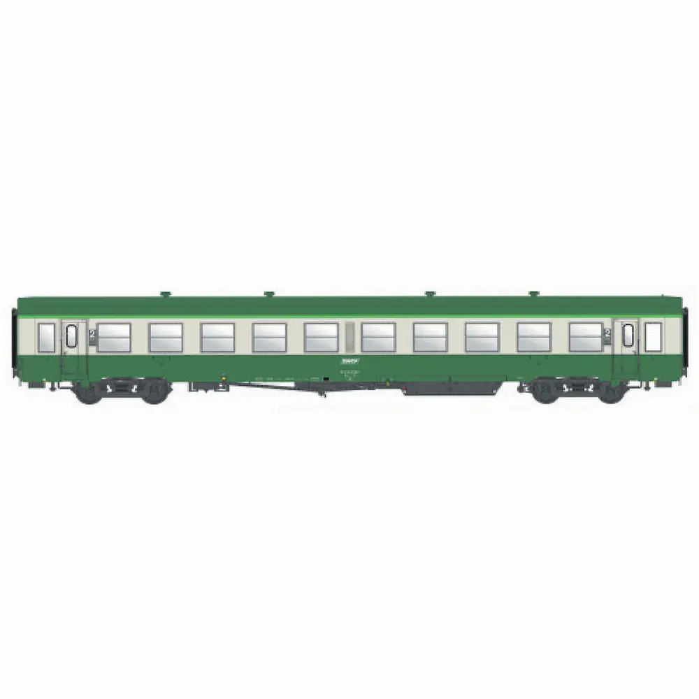 Voiture voyageurs USI livrée verte/grise, B10t U61, logo encadré blanc - Models World 40034 - HO 1/87 - SNCF - Ep IV - 2R