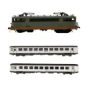 Pack HO - Locomotive électrique Analogique BB 9520 + 2 voitures VTU Pelliculage Croisière