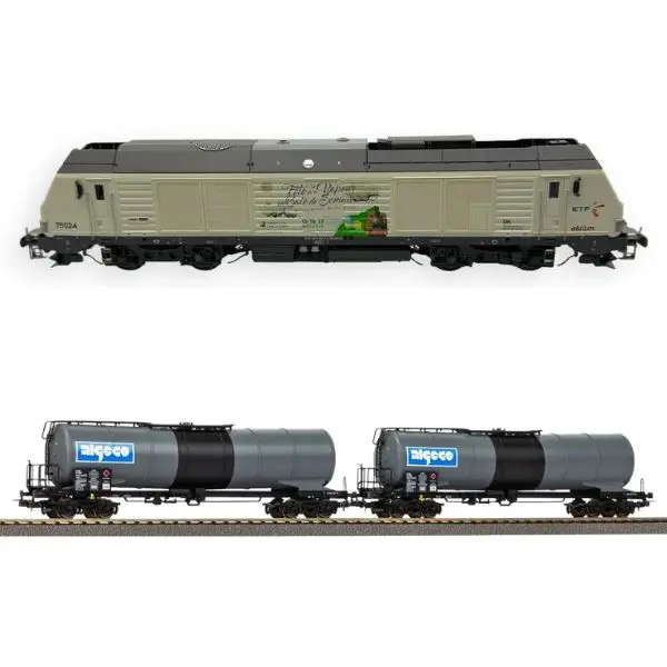 Pack HO Époque VI – BB 75024 sonore + 2 citernes articulées ALGECO (fret moderne)