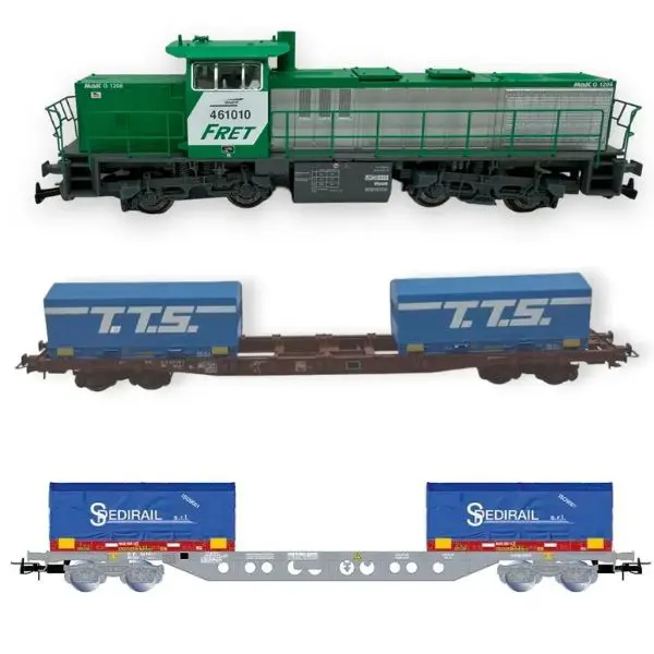 Pack HO Époque V – Diesel G 1206 + rame intermodale (Novatrans + S70 porte-conteneurs)