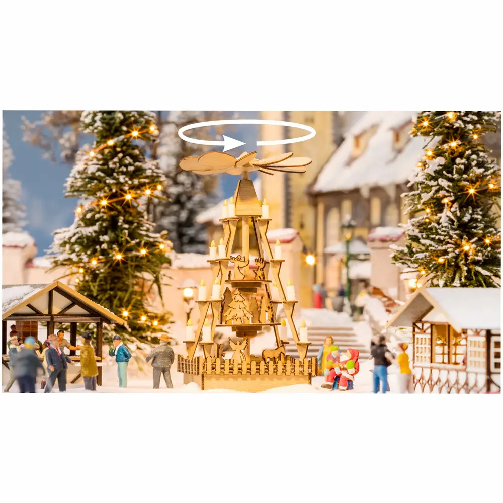 Pyramide de marché de Noël à micro-mouvements - Noch 66413 - HO 1/87