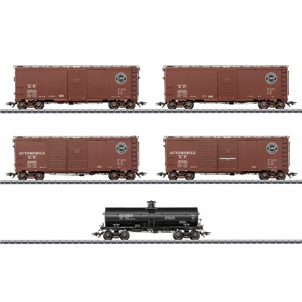 Coffret de 5 wagons marchandises américains Southern Pacific - Märklin 45667 - HO 1/87 - Ep III - 3R
