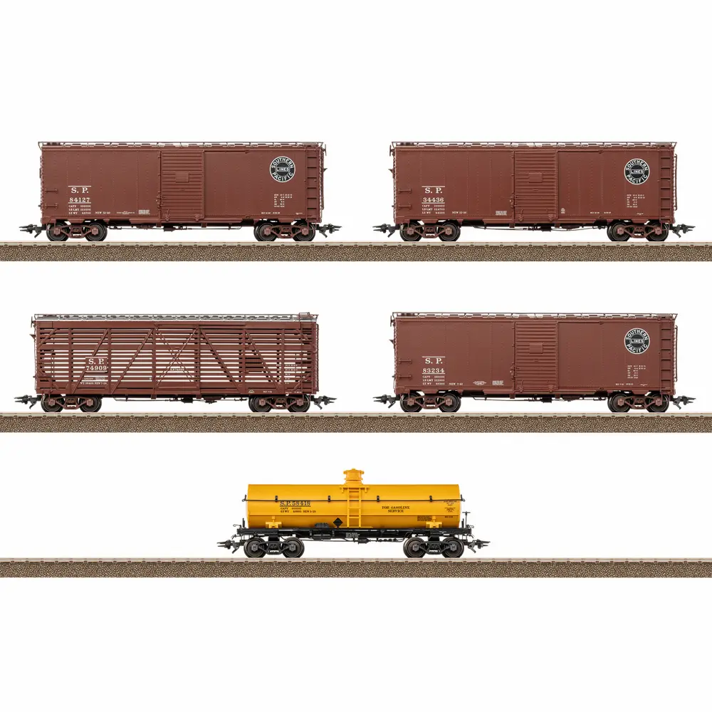 Coffret de 5 wagons de marchandises américains Southern Pacific - Trix 24915 - HO 1/87 - Ep III - 2R