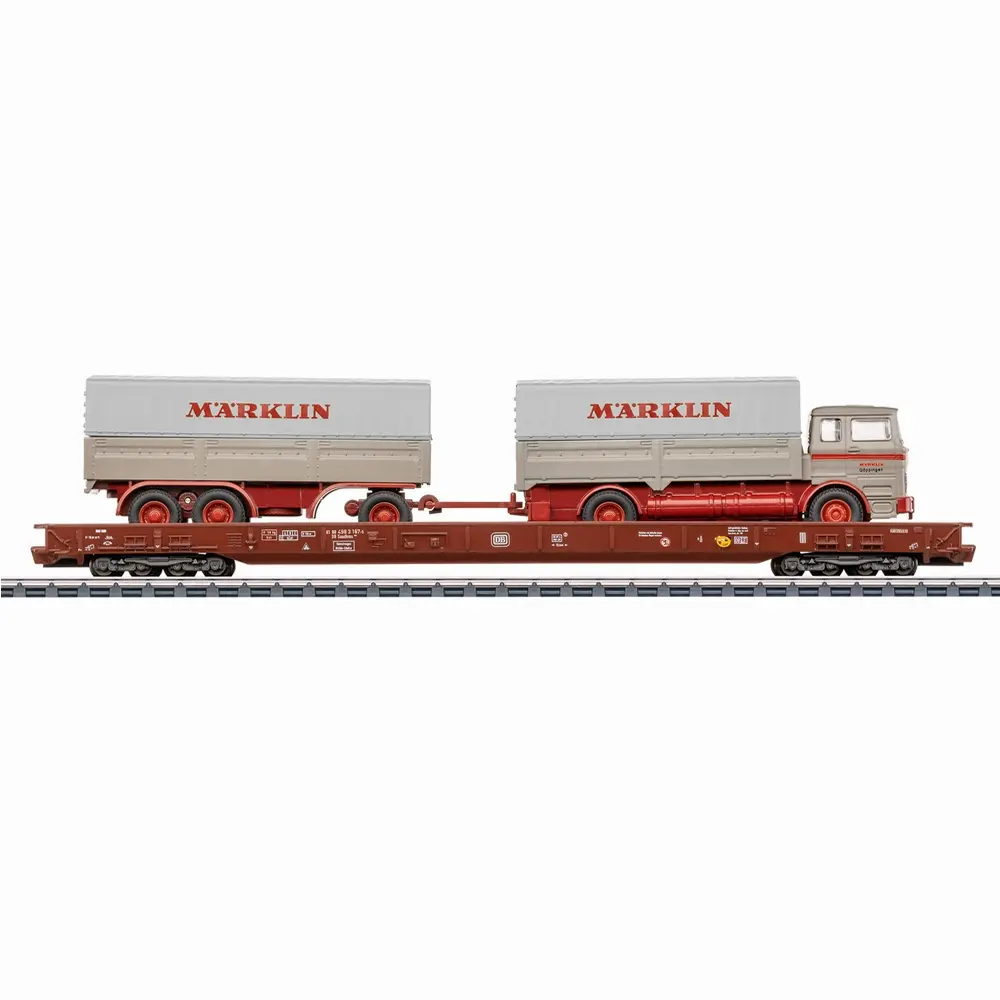 Wagon porte-camions à bords bas Saadkms 690 - Märklin 47412 - HO 1/87 - DB - Ep IV - 3R