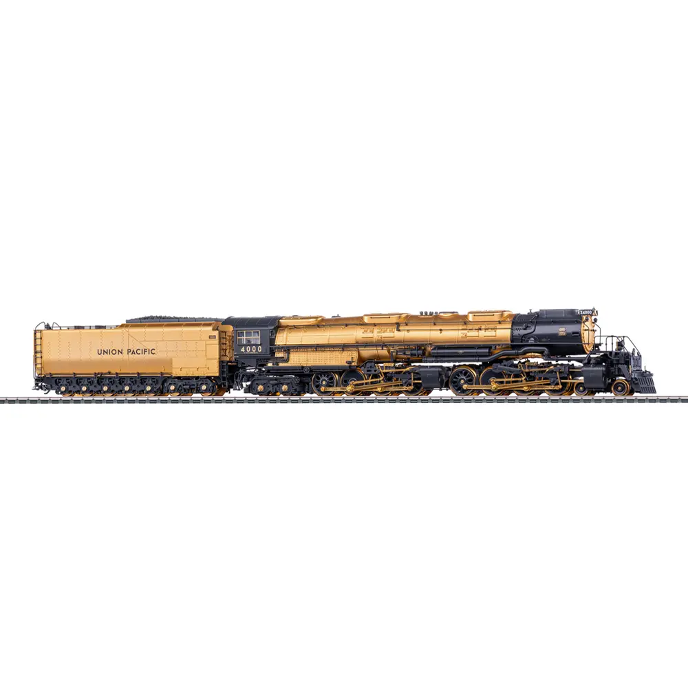 Locomotive à vapeur Big Boy N°4000 U.P. en or fin 24 carats, Union Pacific - Märklin 39400 - HO 1/87 - USA - Digital sound - 3R