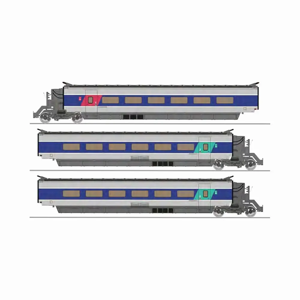 Set de 3 voitures complémentaires TGV RENOV n°91 SR10 livrée Atlantique - Ree Modèles TGV015SAC - HO 1/87 - SNCF - Ep V-VI - 3R