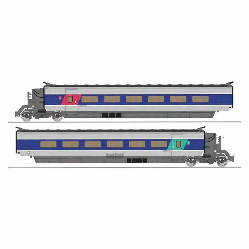 Set de 2 voitures complémentaires TGV RENOV n°91 SR10 livrée Atlantique - Ree Modèles TGV016 - HO 1/87 - SNCF - Ep V-VI - 2R