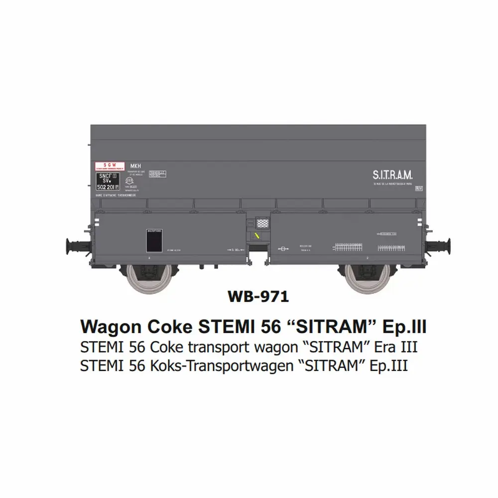 Wagon coke STEMI 56 “SITRAM” - Ree Modèles WB971 - HO 1/87 - SNCF - Ep III - 2R