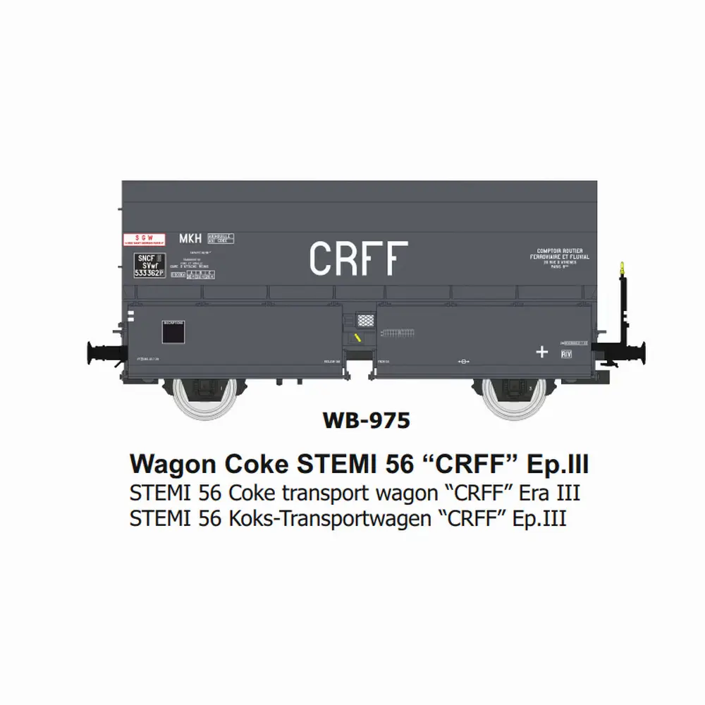 Wagon coke STEMI 56 “CRFF” - Ree Modèles WB975 - HO 1/87 - SNCF - Ep III - 2R