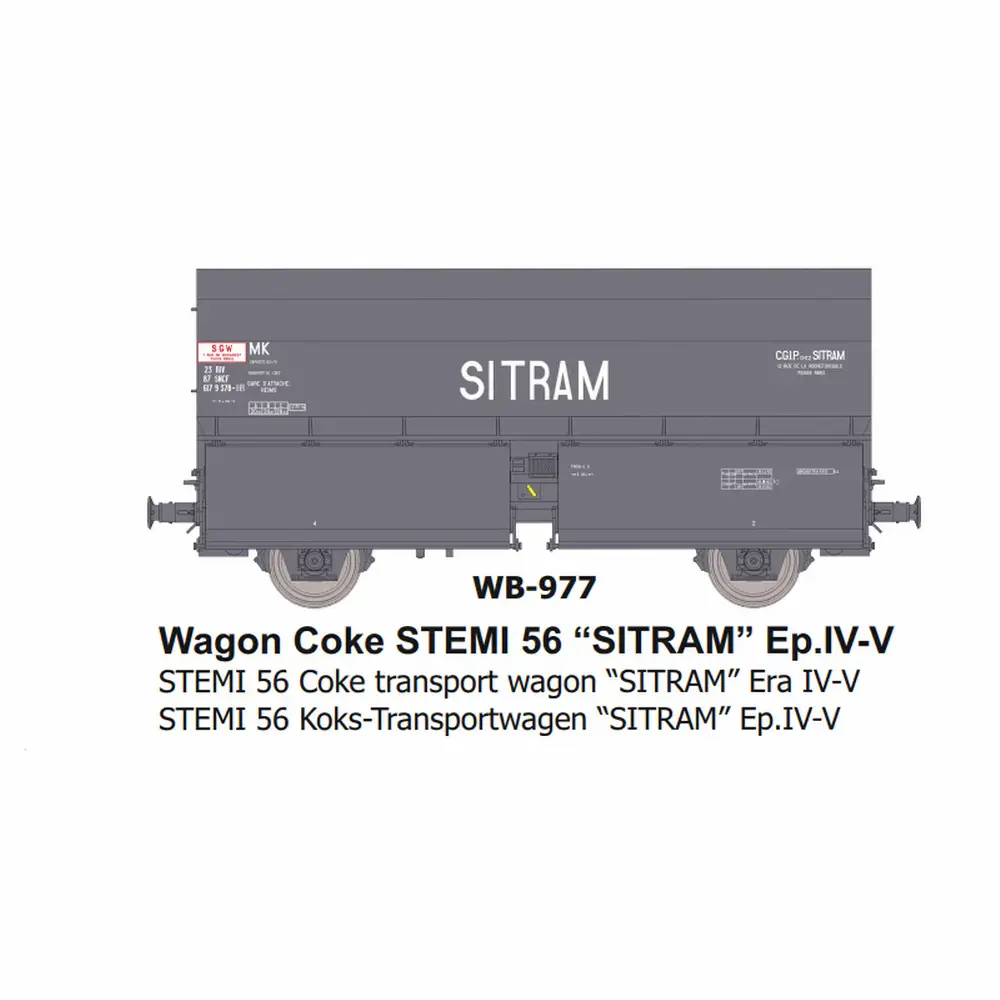 Wagon coke STEMI 56 “SITRAM” - Ree Modèles WB977 - HO 1/87 - SNCF - Ep IV-V - 2R