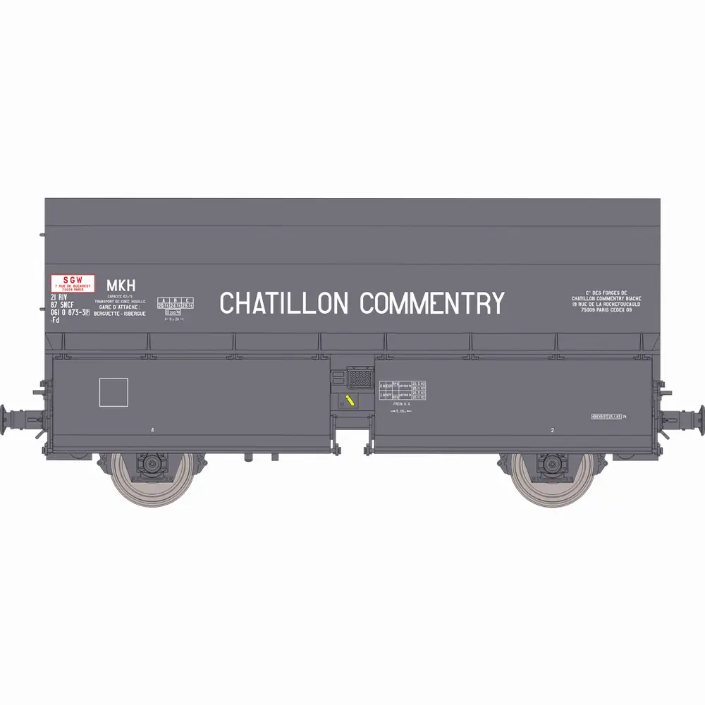 Wagon coke STEMI 56 “CHATILLON COMMENTRY” - Ree Modèles WB978 - HO 1/87 - SNCF - Ep IV-V - 2R