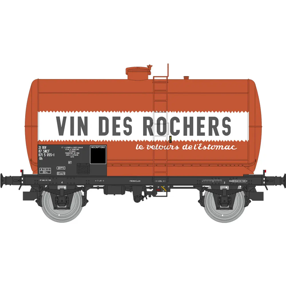 Wagon citerne Fauvet-Girel VIN DES ROCHERS - Ree Modèles WB988 - HO 1/87 - SNCF - Ep IV - 2R