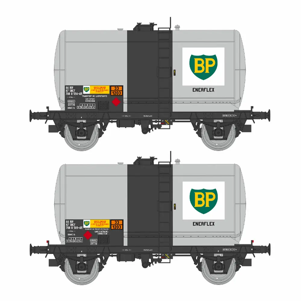 Set de 2 wagons citernes Fauvet-Girel BP - Ree Modèles WB1001 - HO 1/87 - SNCF - Ep IV-V - 2R