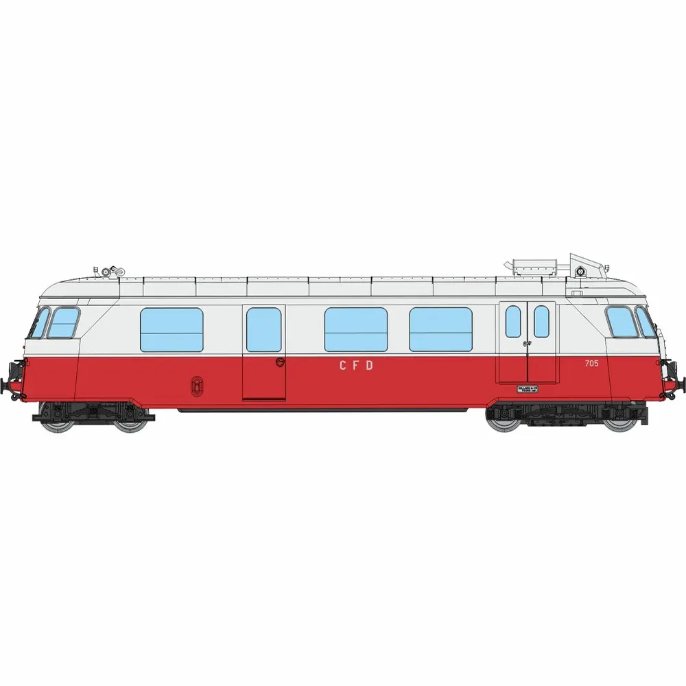 Autorail diesel Billard A80 D1 à caisse étroite N°705, 1 phare, rouge/gris perle - Ree Modèles VM058 - HOm 1/87 - CFD - Ep III - Analogique - 2R