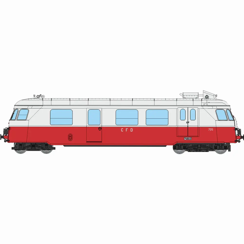 Autorail diesel Billard A80 D1 à caisse étroite N°705, 1 phare, rouge/gris perle - Ree Modèles VM058S - HOm 1/87 - CFD - Ep III - Digital sound - 2R