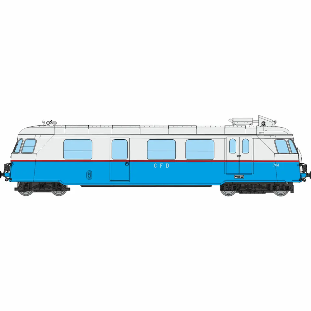 Autorail diesel Billard A80 D1 à caisse étroite des chemins de fer de Vendée N°704, 1 phare, bleu/gris perle - Ree Modèles VM059 - HOm 1/87 - Privée - Ep III - Analogique - 2R
