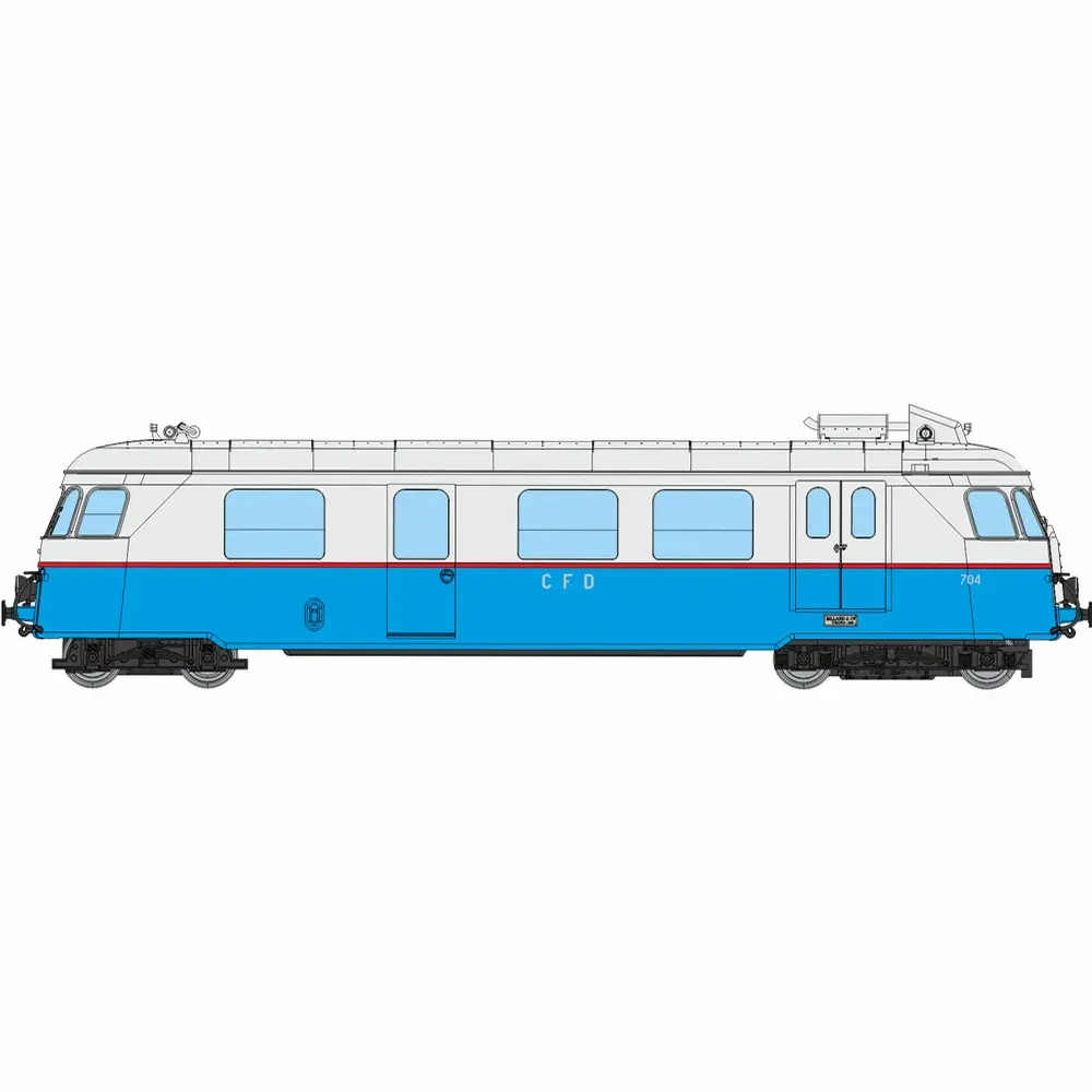 Autorail diesel Billard A80 D1 à caisse étroite des chemins de fer de Vendée N°704, 1 phare, bleu/gris perle - Ree Modèles VM059S - HOm 1/87 - Privée - Ep III - Digital sound - 2R