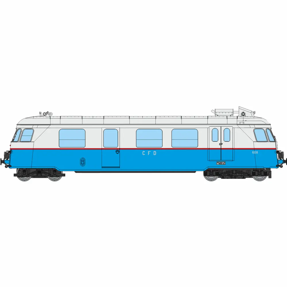Autorail diesel Billard A80 D1 à caisse étroite des chemins de fer de Dordogne N°608, 1 phare, bleu/gris perle - Ree Modèles VM060 - HOm 1/87 - Privée - Ep III - Analogique - 2R
