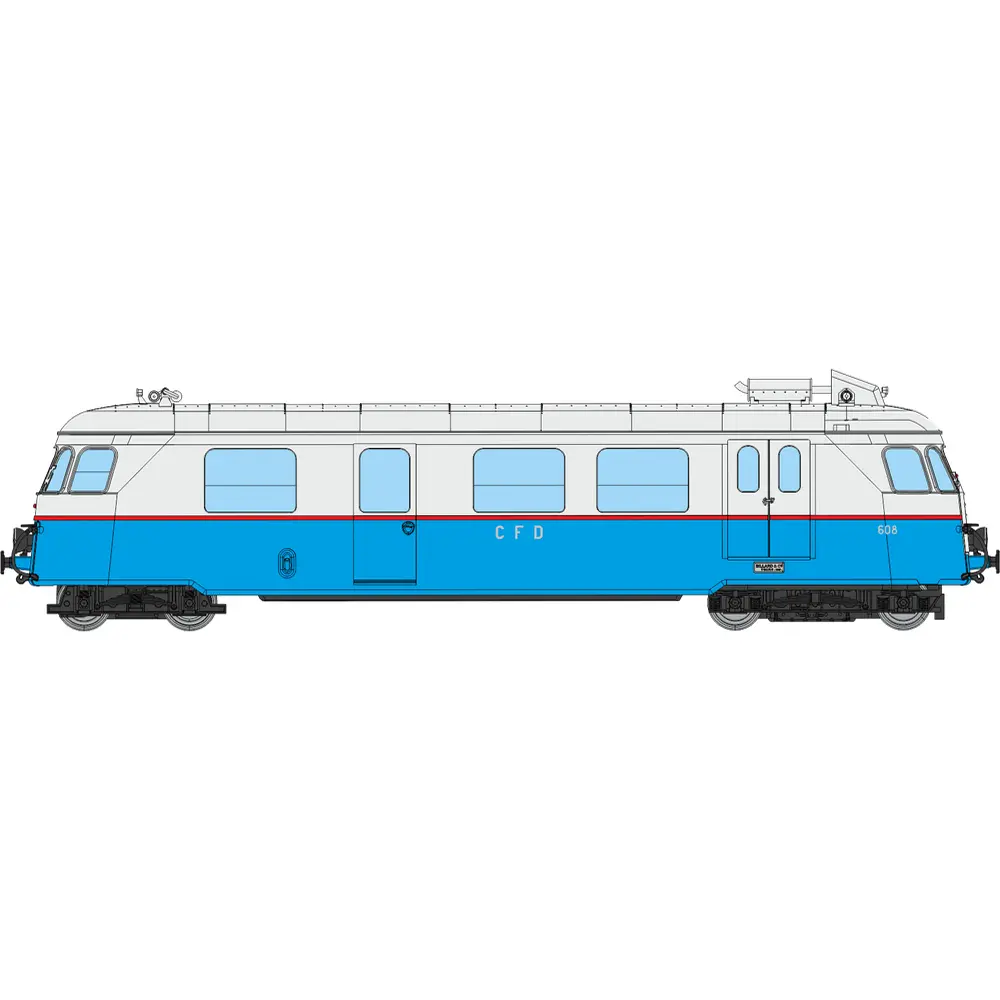 Autorail diesel Billard A80 D1 à caisse étroite des chemins de fer de Dordogne N°608, 1 phare, bleu/gris perle - Ree Modèles VM060S - HOm 1/87 - Privée - Ep III - Digital sound - 2R