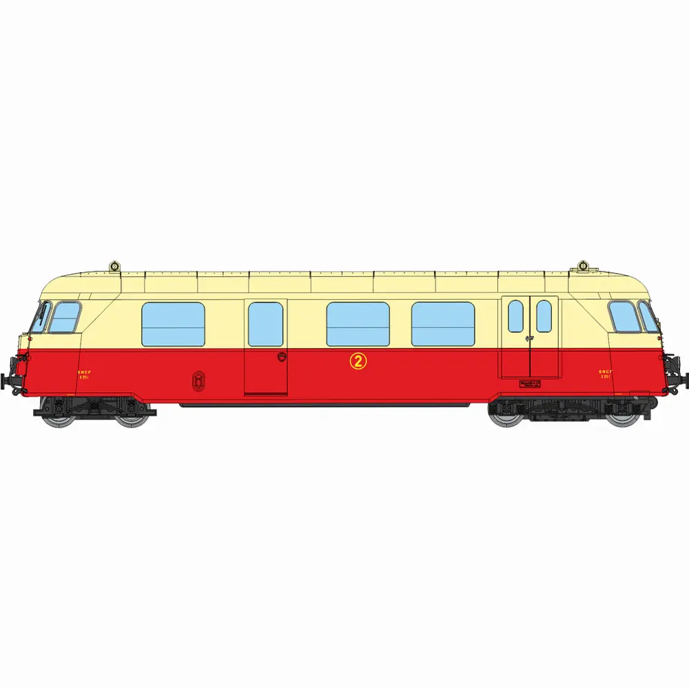 Autorail diesel Billard A80 D1 à caisse étroite du POC N°SNCF X 251, 1 phare, rouge/crème - Ree Modèles VM061S - HOm 1/87 - SNCF - Ep III - Digital sound - 2R