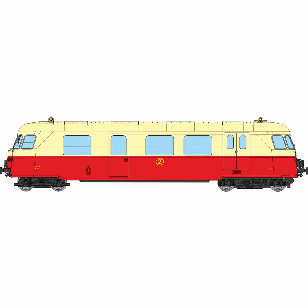 Autorail diesel Billard A80 D1 à caisse étroite du POC N°SNCF X 248, 1 phare, rouge/crème - Ree Modèles VM062 - HOm 1/87 - SNCF - Ep III - Analogique - 2R