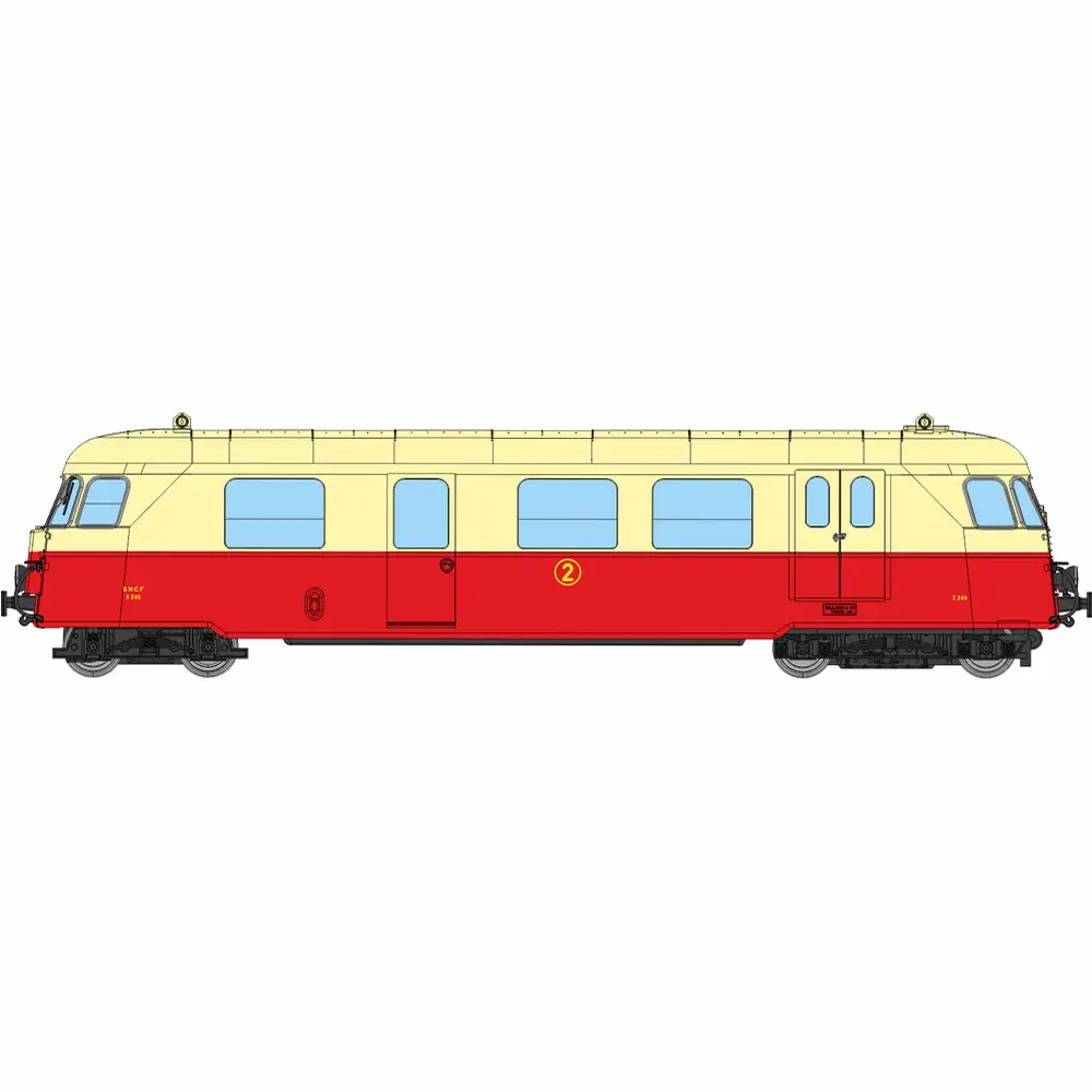 Autorail diesel Billard A80 D1 à caisse étroite du POC N°SNCF X 248, 1 phare, rouge/crème - Ree Modèles VM062S - HOm 1/87 - SNCF - Ep III - Digital sound - 2R
