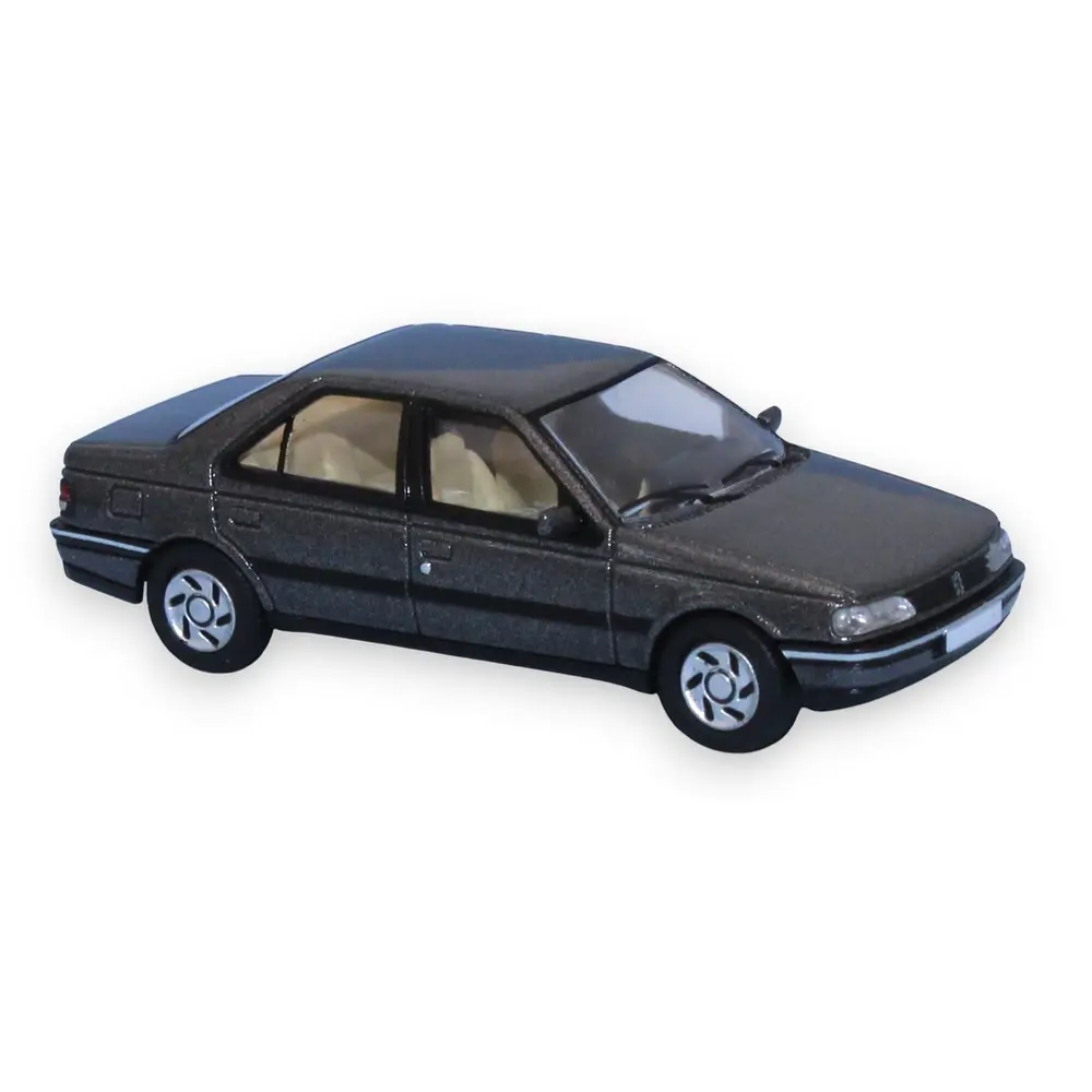 Peugeot 405 berline SRI phase 1, gris château métallisé, 1987, exclusif - Sai 6384 - HO 1/87