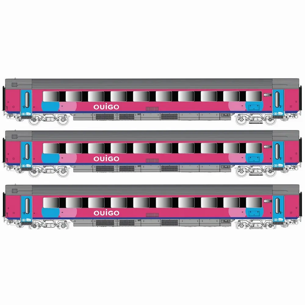 Coffret de 3 voitures voyageurs I11 "OUIGO" - LS Models 43058DC - HO 1/87 - SNCB/SNCF - Ep VI - 2R