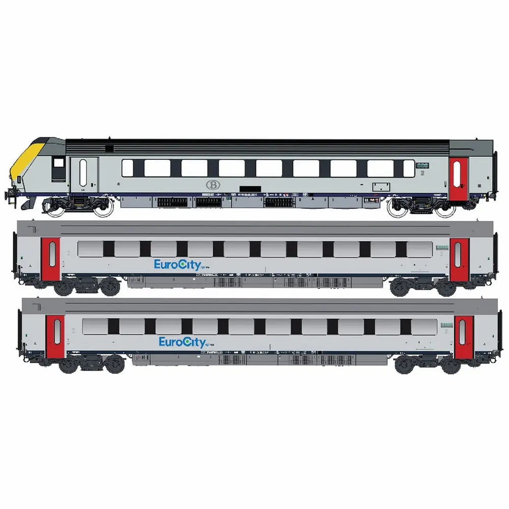 Coffret de 3 voitures voyageurs I11 avec voiture-pilote - LS Models 43059DC - HO 1/87 - SNCB - Ep VI - 2R
