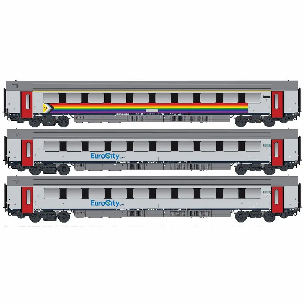 Coffret de 3 voitures voyageurs I11 EUROCITY - LS Models 43060DC - HO 1/87 - SNCB - Ep VI - 2R