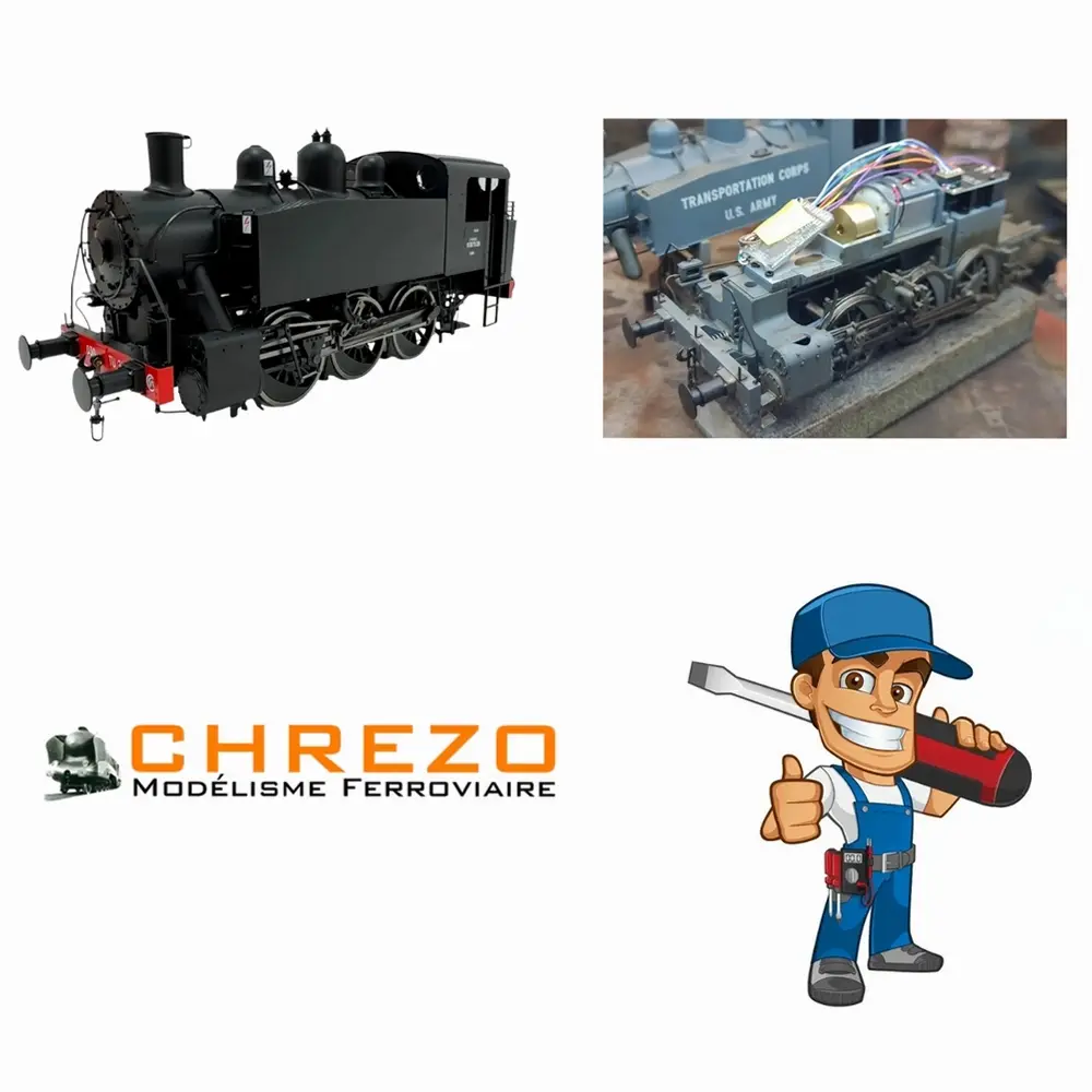 Pack Digital Sound Locomotive vapeur 030 TU CHREZO : locomotive, décodeur Zimo et installation en atelier